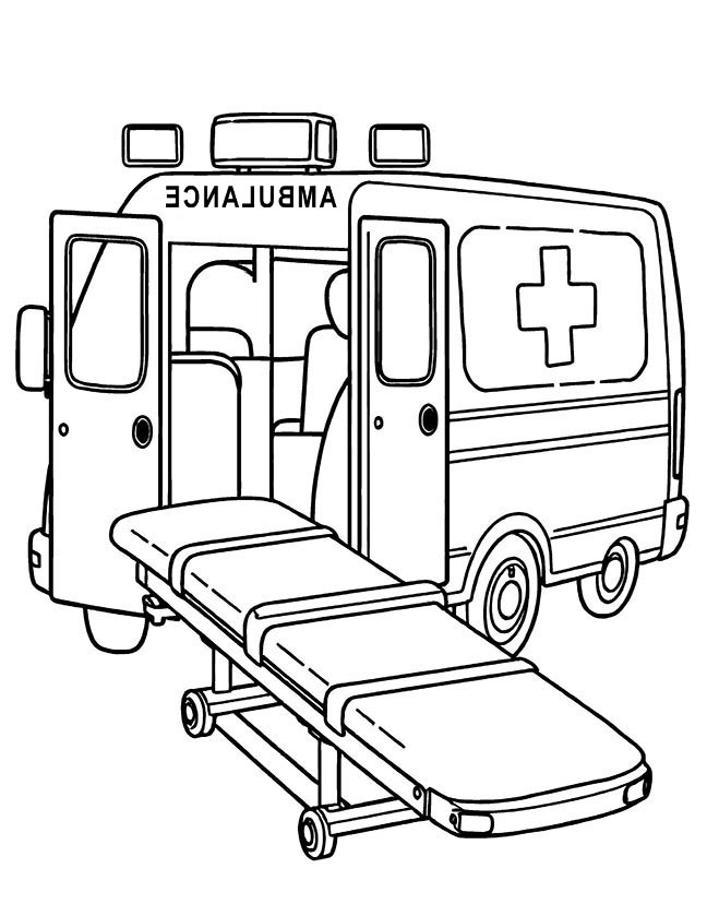 Ambulance with a stretcher coloring page